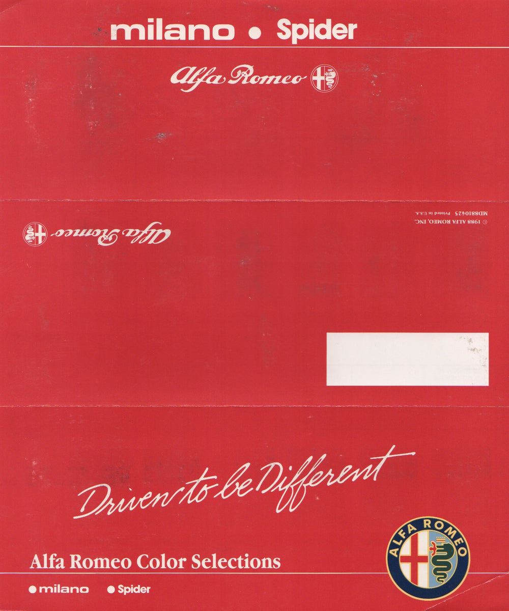 Alfa Romeo Milano & Spider Color Selections Brochure – Albaco