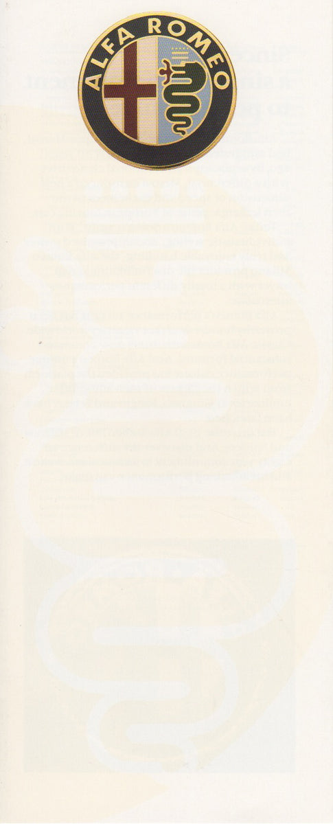 Alfa Romeo Milano & Spider Brochure 1989 – Albaco Collectibles