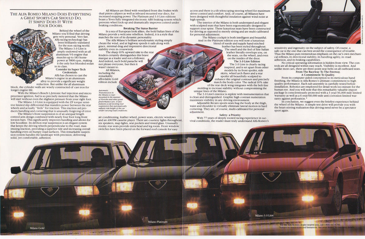 Alfa Romeo Milano Brochure 1987 – Albaco Collectibles
