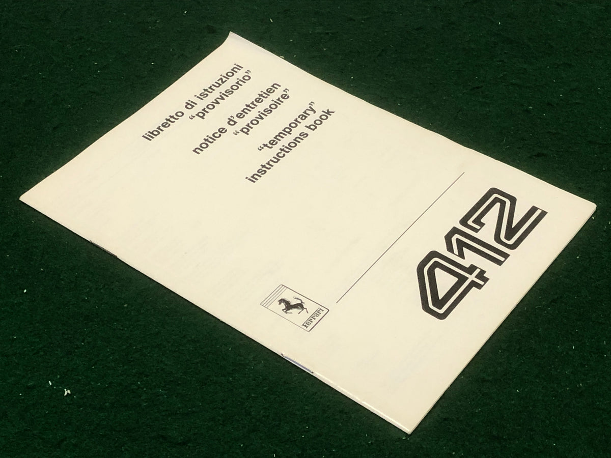 Ferrari 412 Temporary Instructions Book (400/85) – Albaco Collectibles
